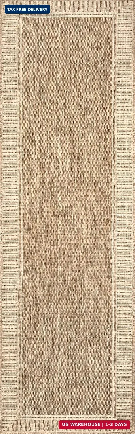 nuLOOM Asha Simple Border Indoor/Outdoor Area Rug – 2×8 Indoor/Outdoor Runner Ru