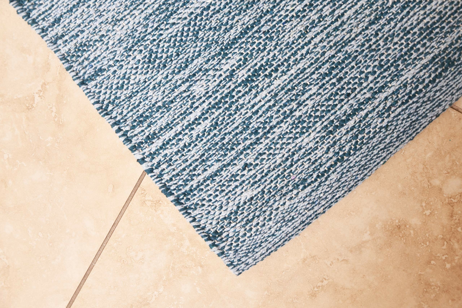 Teal Blue 5×7′ Area Rug Cotton Reversible Living Room Bedroom Home Decor Carpet