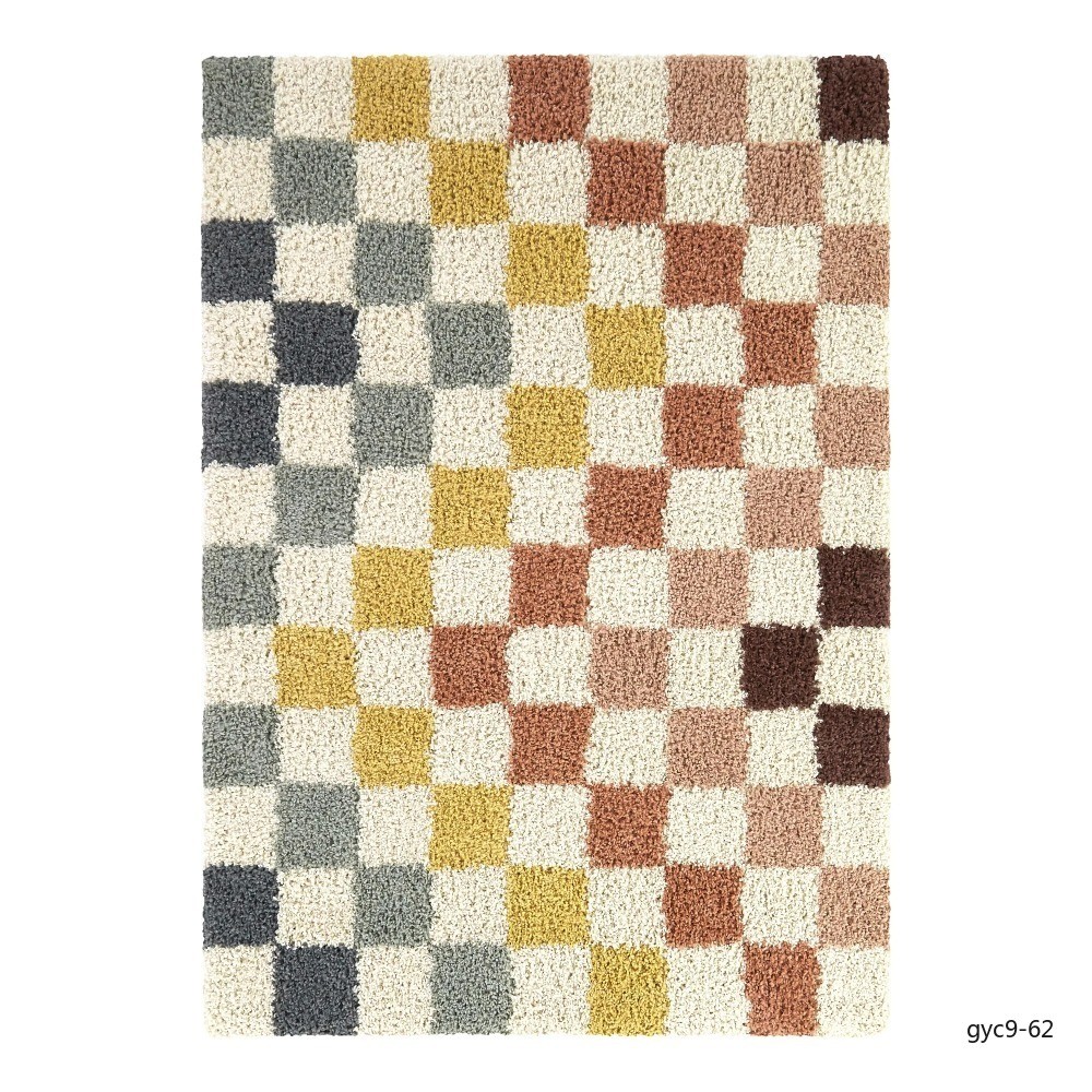 Rainbow Checker Area Rug 4×5.5 ft Indoor Floor Mat Living Room Bedroom