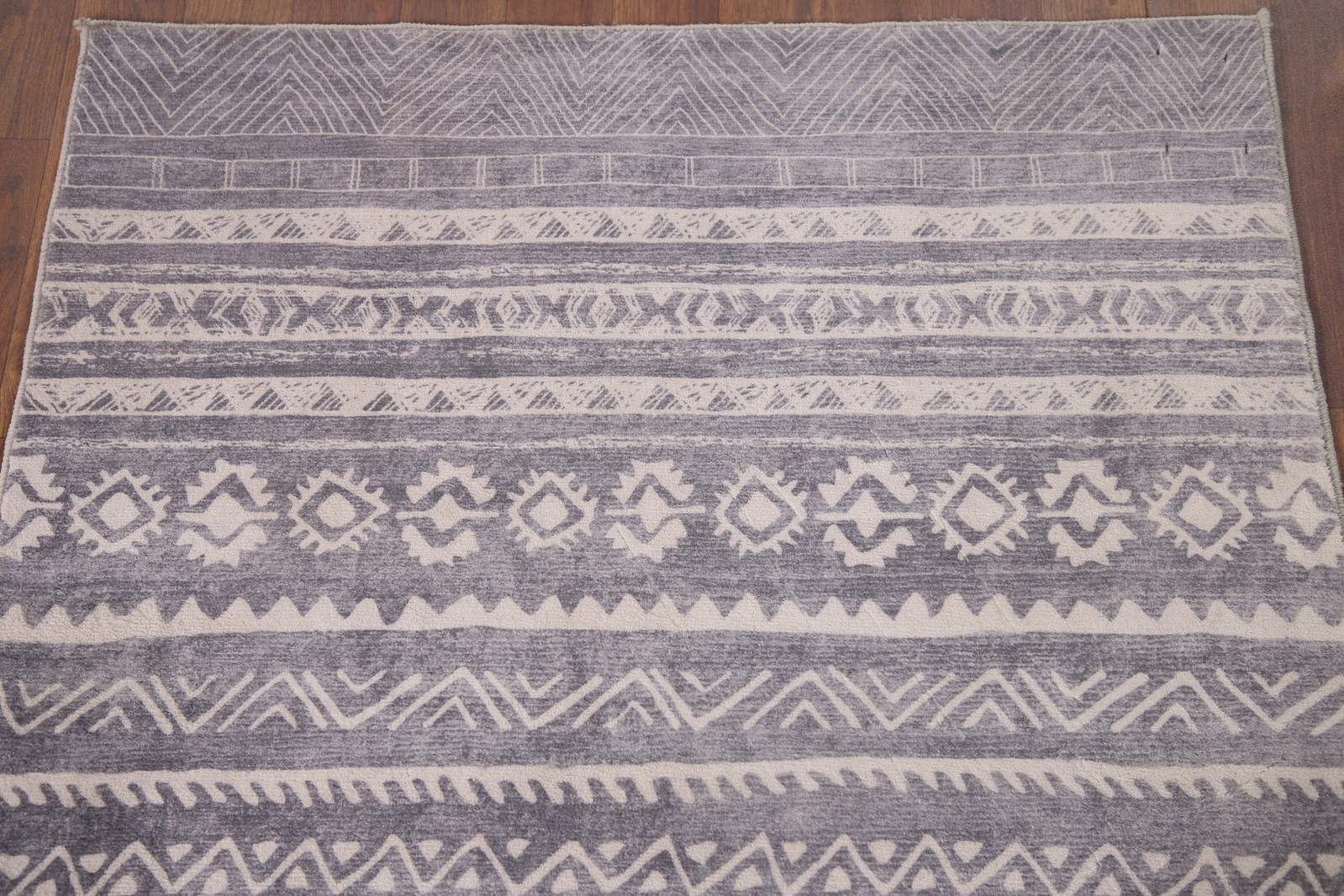 Machine-Made Printed Abstract Oriental Area Rug 3×5 Ft Tribal Gray Pattern Rug