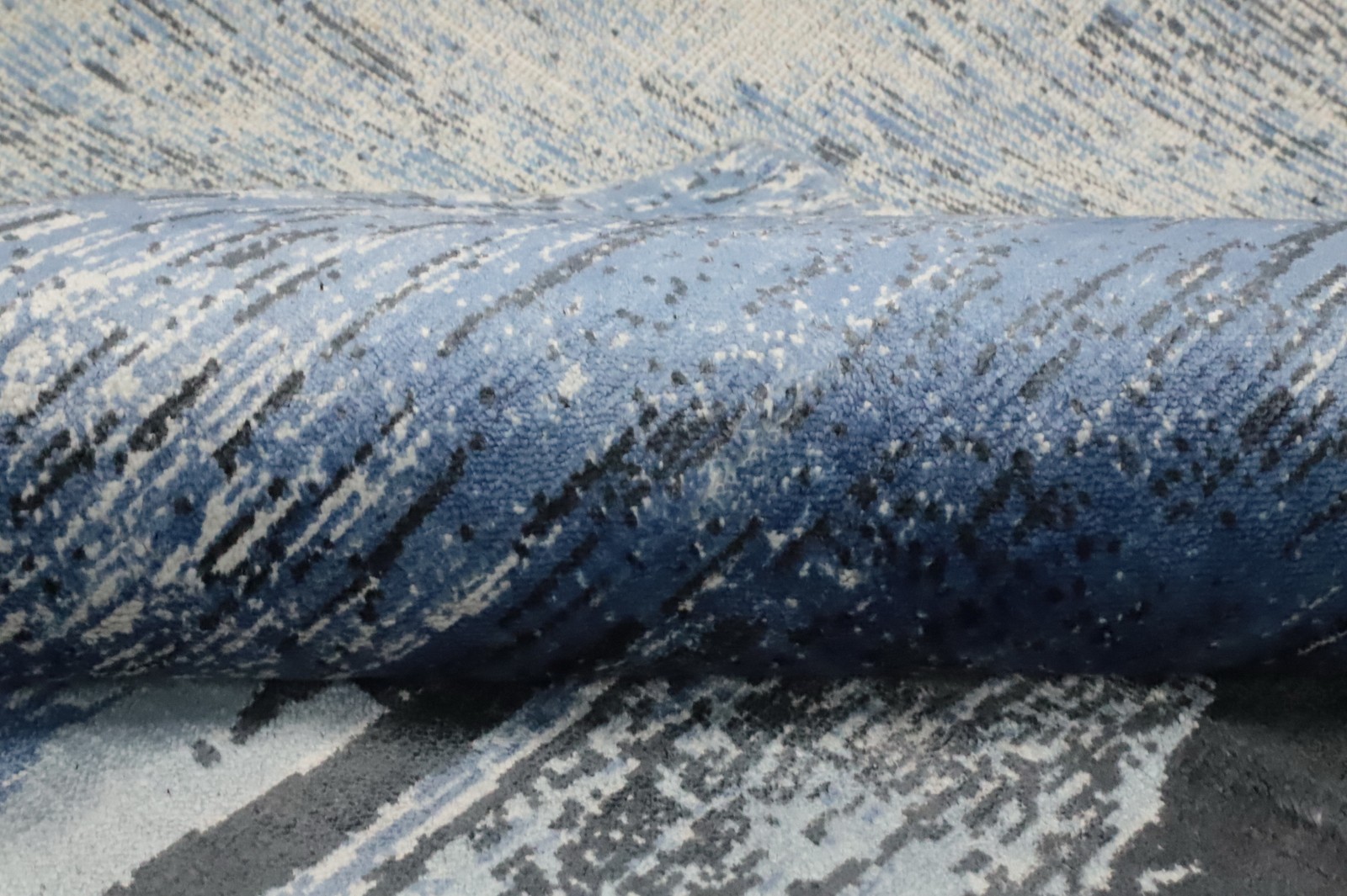 Luxurious Distressed Look Abstract Rug Blues Contemporary Handmade Carpet 6×8