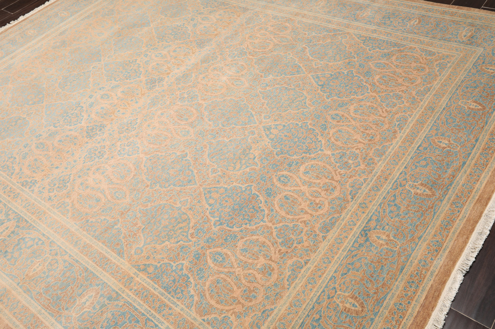 8’1” x 10′ Hand Knotted 100% Wool Pak-Parsian 16/18 300 KPSI Area Rug Blue Tan