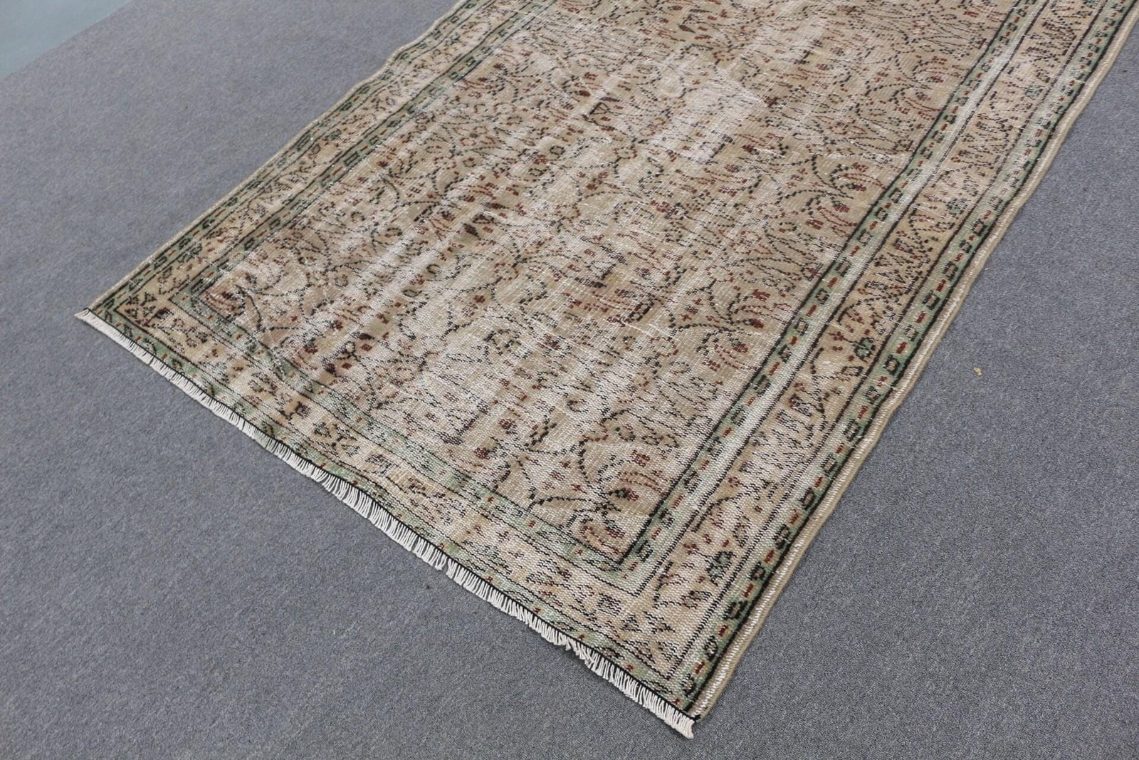 4,7×6,9 ft Turkish Rug, Rug, Brown Striped Rug Wool