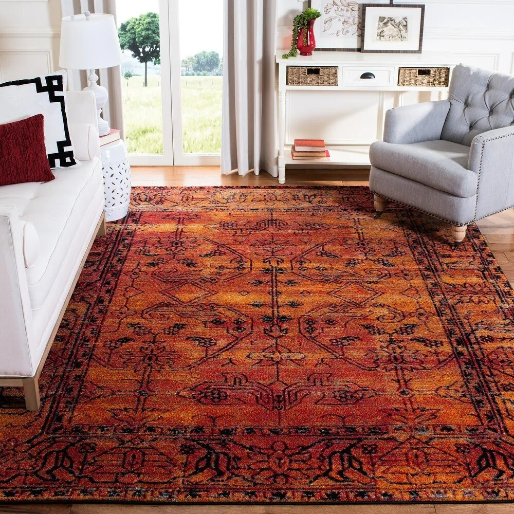 New 8×10 Rug Hamadan Vintage Oriental Geometric Area Carpet Orange Decorative