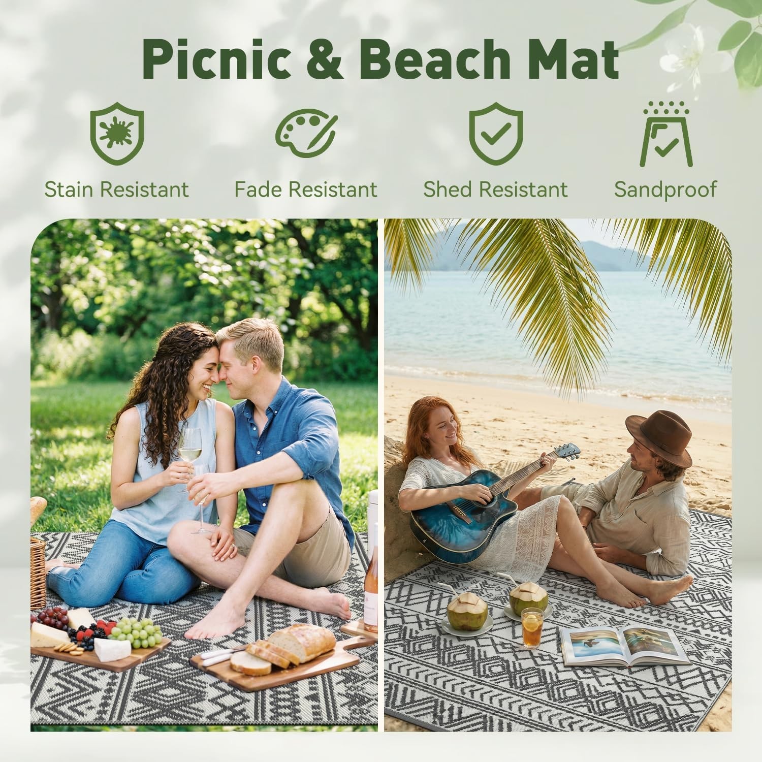 MontVoo Outdoor Rug Waterproof 6×9 Reversible Boho