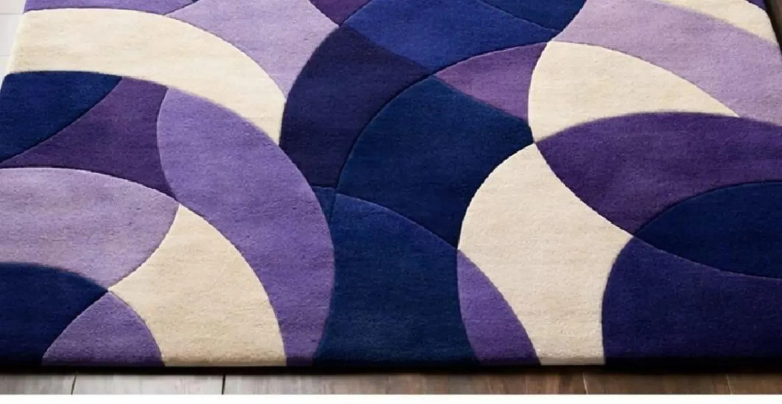 Hand Tufted Purple Blue Geometric Abstract Wool Living Room Area Carpet Rug
