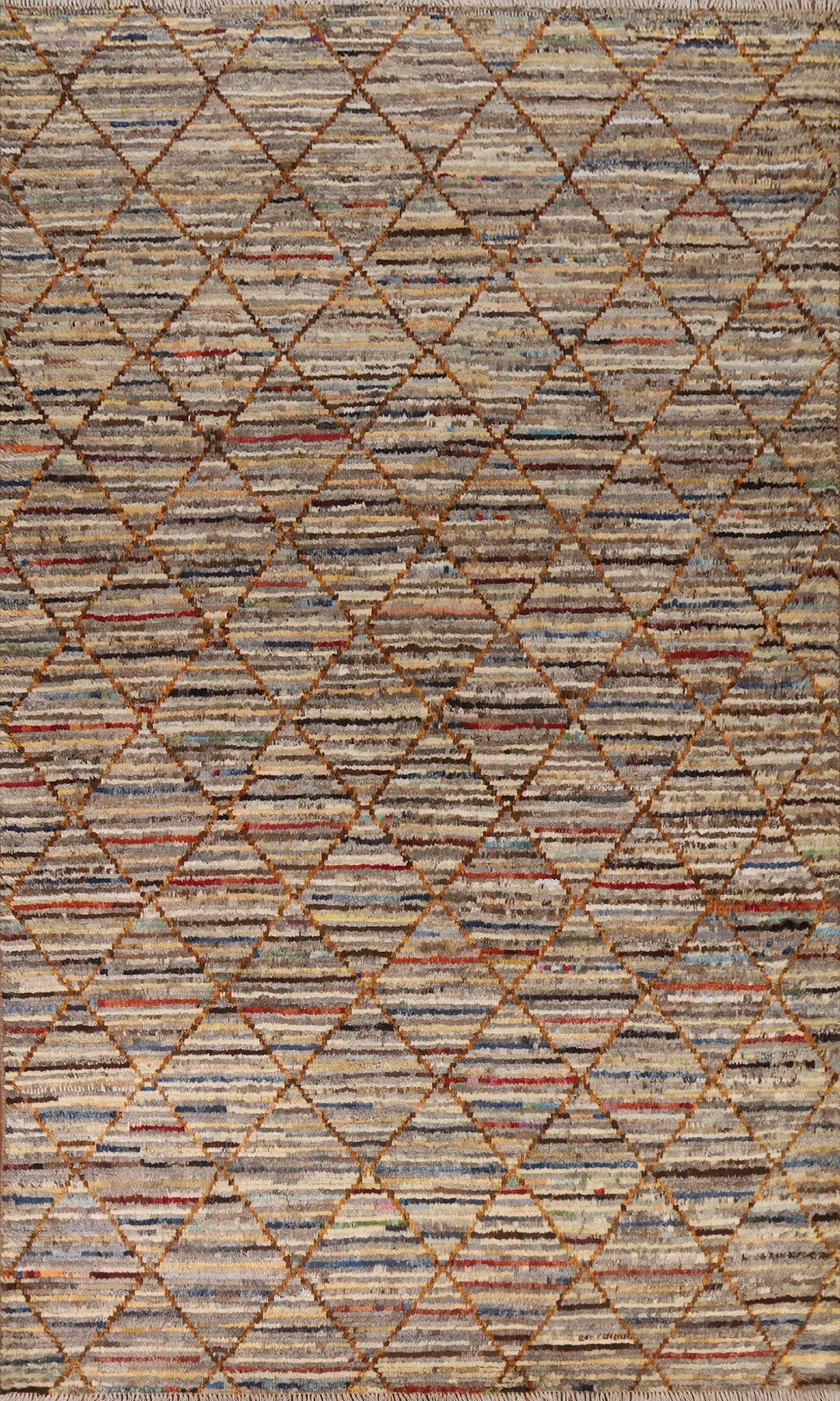 Color Full Modern Moroccan Abstract Area Rug 7X10 Wool Handmade Oriental Carpet