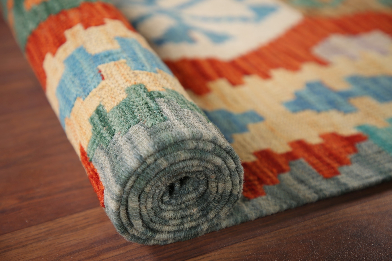 Orange Kilim Rugs Rectangle Flatweave Pile Wool Kelim Carpets 6×8 ft
