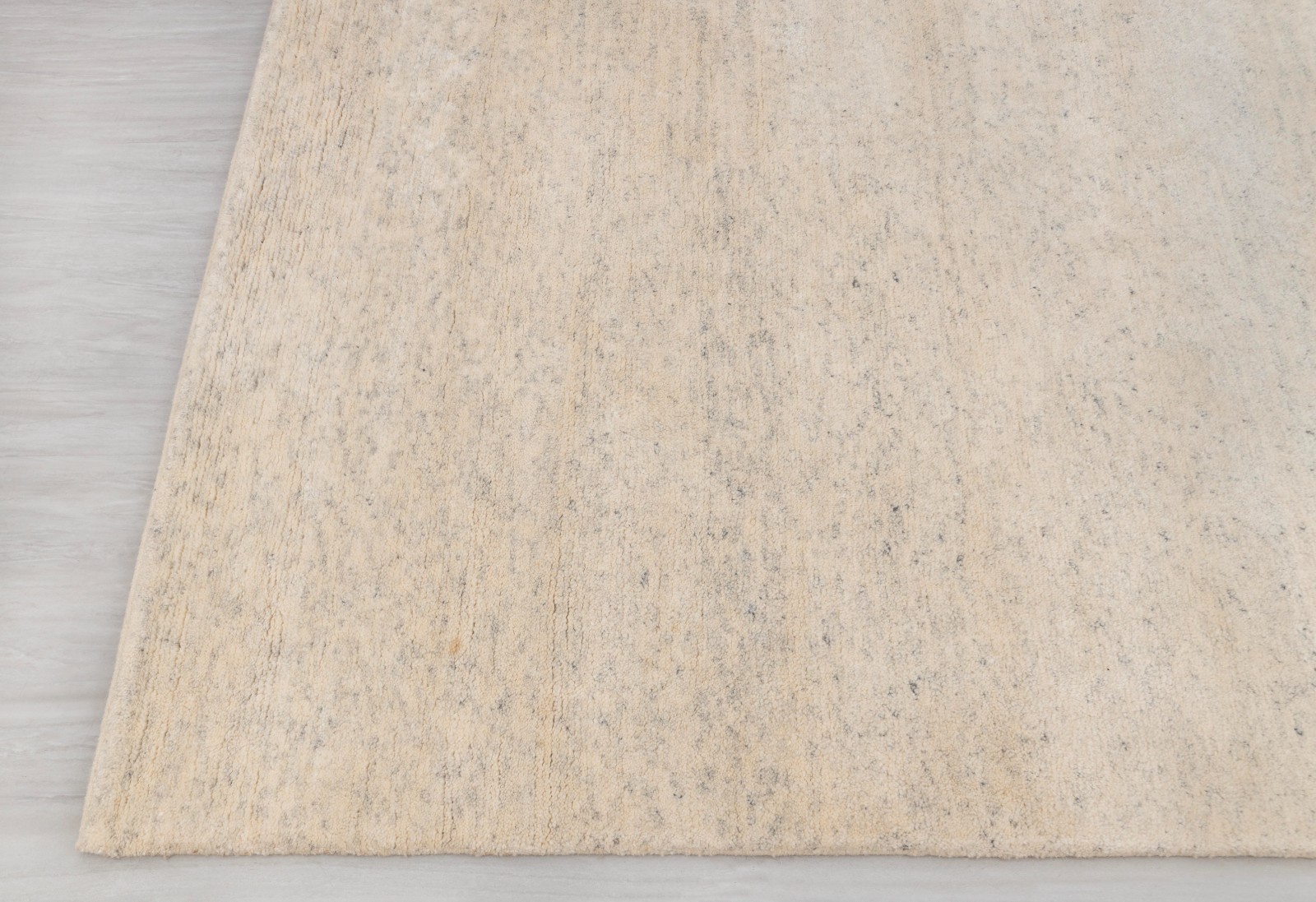 8×10 Ivory Cream Berber Shang Beniourain Pulse Wool and Viscose Hand Knotted Rug