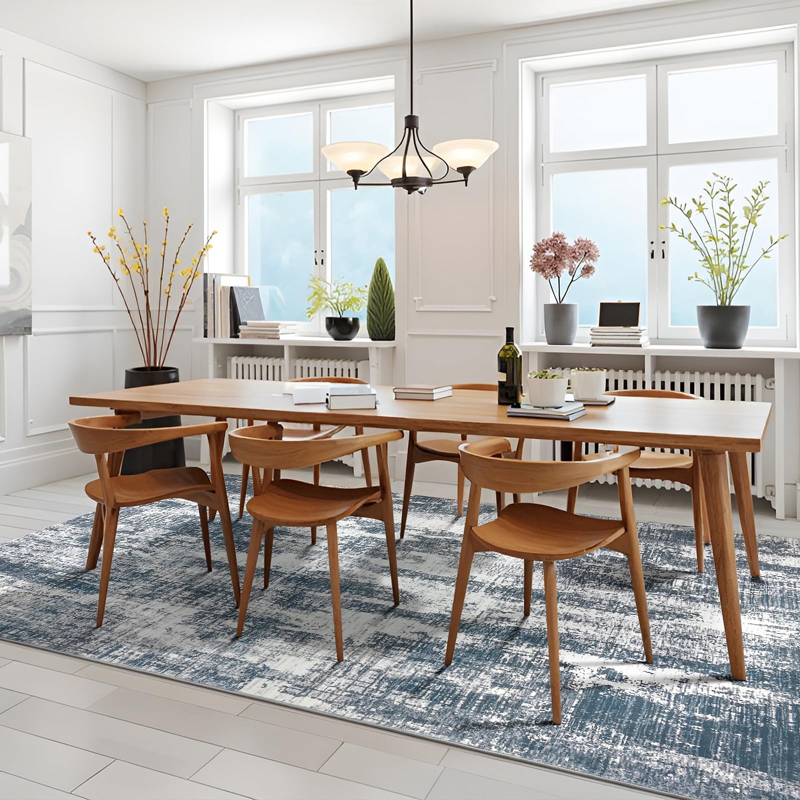 Area Rugs 4×6, Non Slip Washable Grey Abstract Rug for Living Room – Soft Low