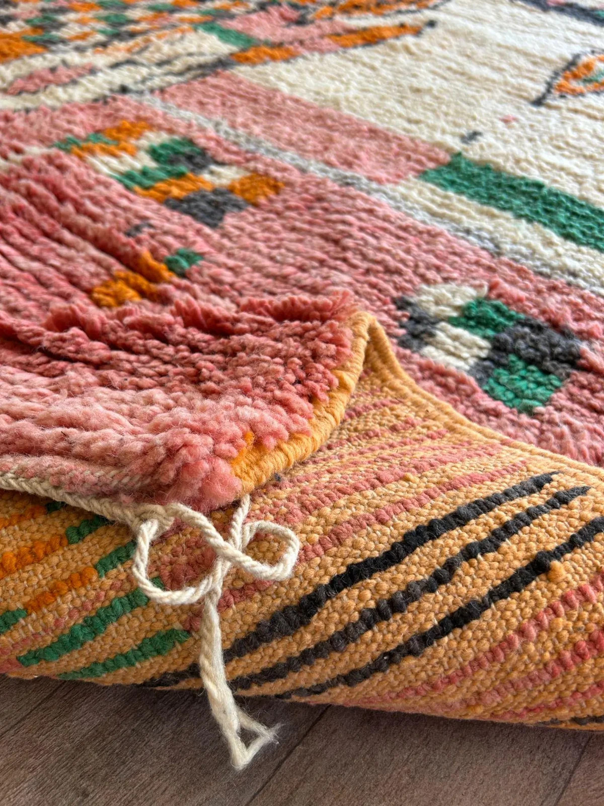 Handmade Moroccan Boujaad Rug – Custom Wool Berber Carpet – Colorful Abstract Tr