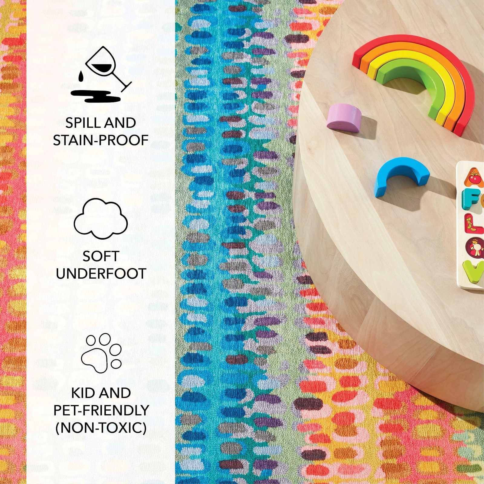 Dash & Albert Paint Chip 4’x6′ Multicolor Geometric Machine Washable Area Rug