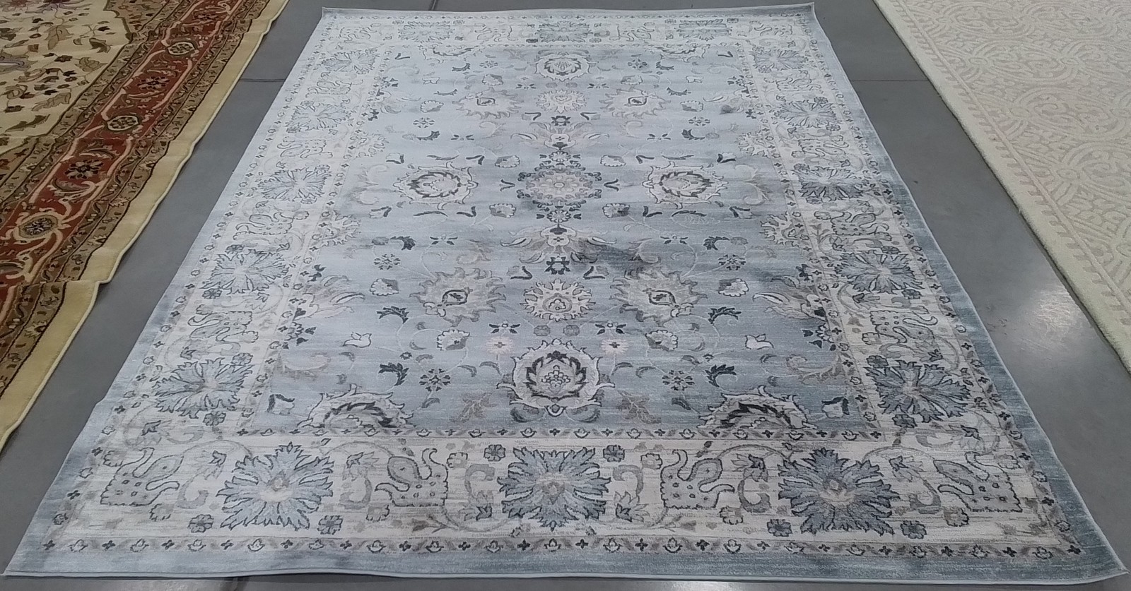 LT BLUE / CREAM 6′-7″ x 9′-0″ Back Stain Rug, Reduced Price 1172800738 ISA940M-7