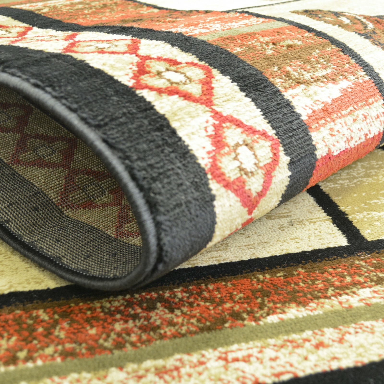Hearthside Vogel Round Oval Runner Area Rug Lodge Cabin Bear Oar Black Red