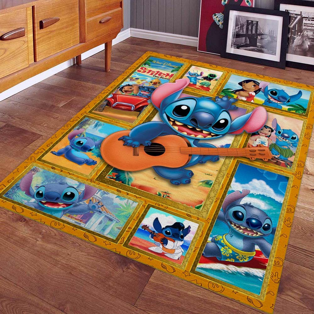 Lilo and Stitch Guitar Area Rug Carpet Cartoon Kids Room Living Room Bedroom