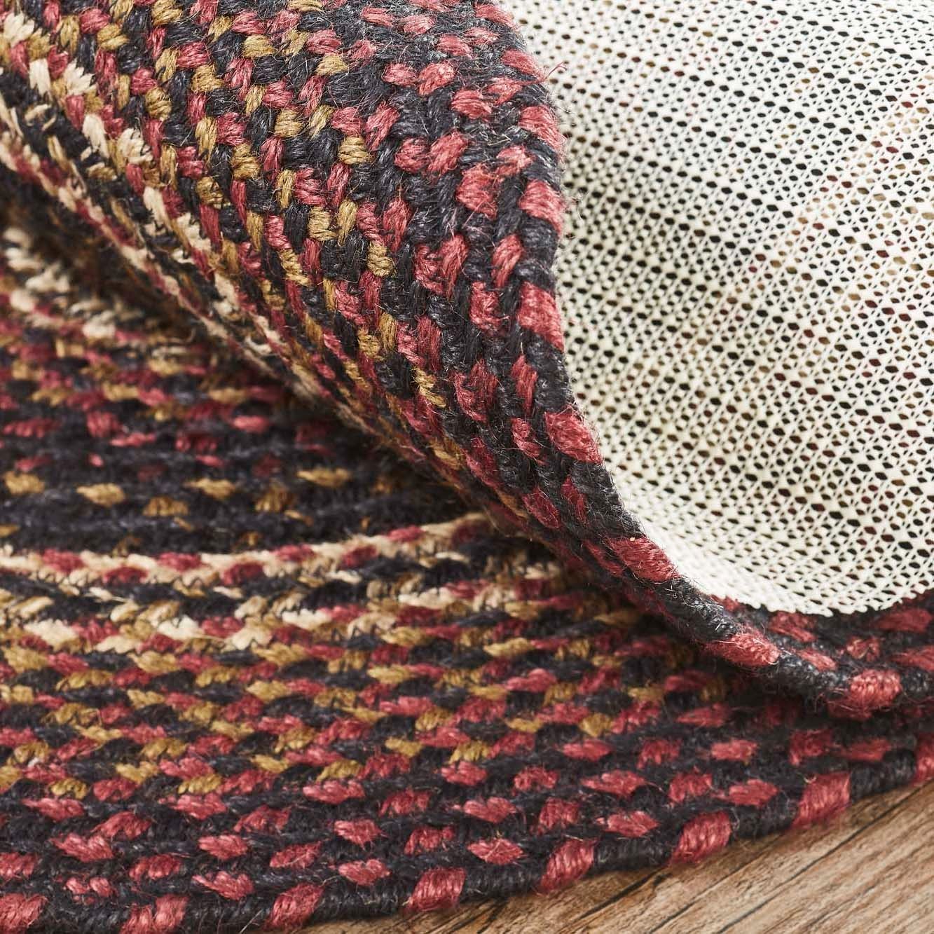 Primitive Country Rustic BLACK MUSTARD RED Braided RUG Floor Area Rug 60″x96″