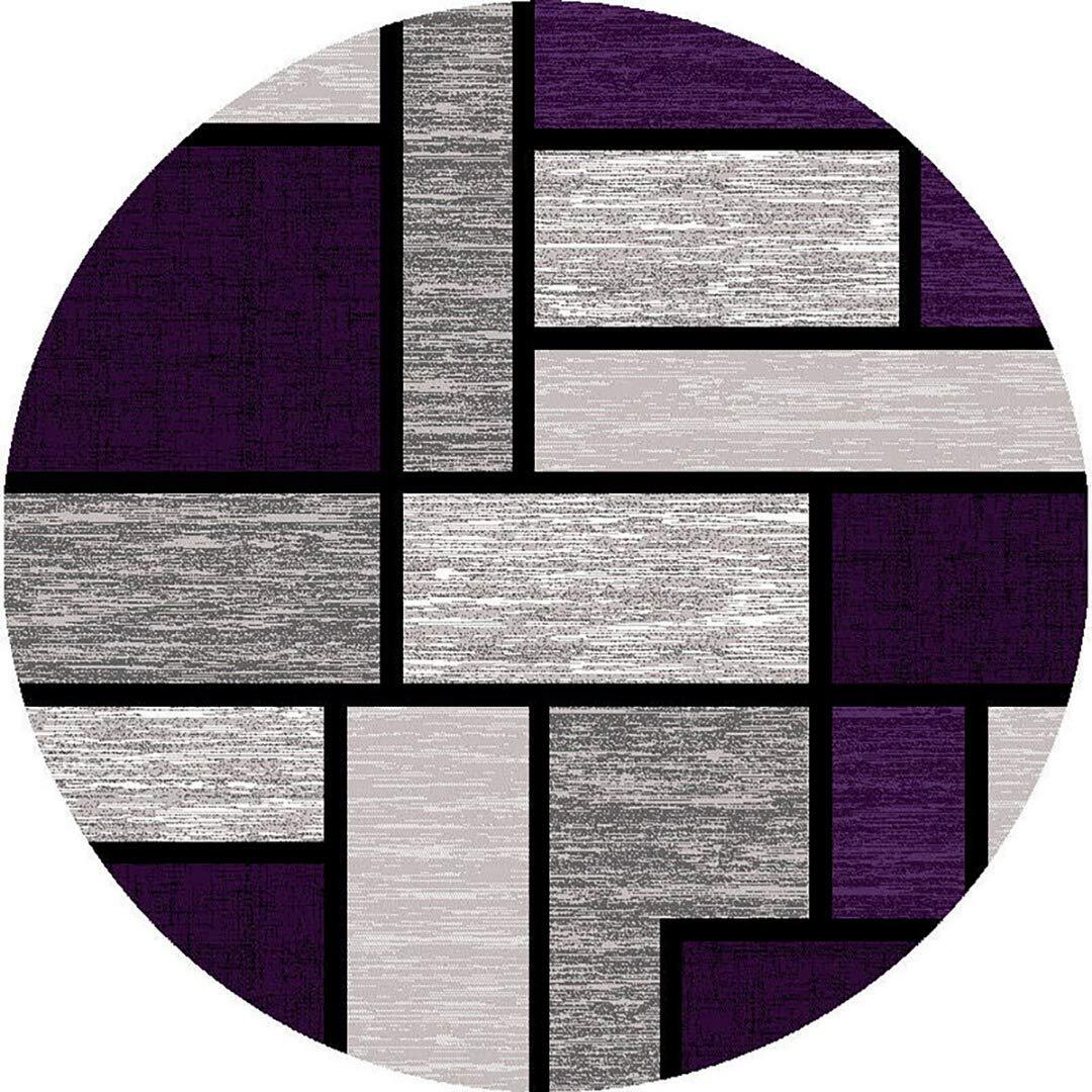 Premium Carved Modern Contemporary Abstract Rug 3995 Purple Grey 6’6”x6’6” R
