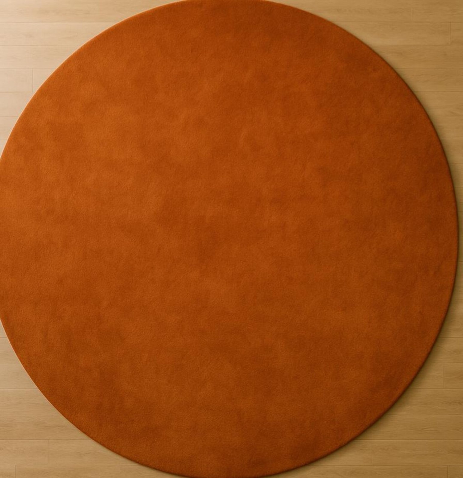 Round Solid Rust Orange Wool Rug – Hand Tufted New Zealand Wool Carpet