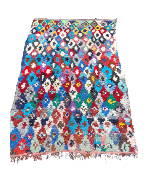 Vintage Handmade Berber Moroccan Boucherouite Area Rag Rug – 8 FT 2 x 4 FT 1