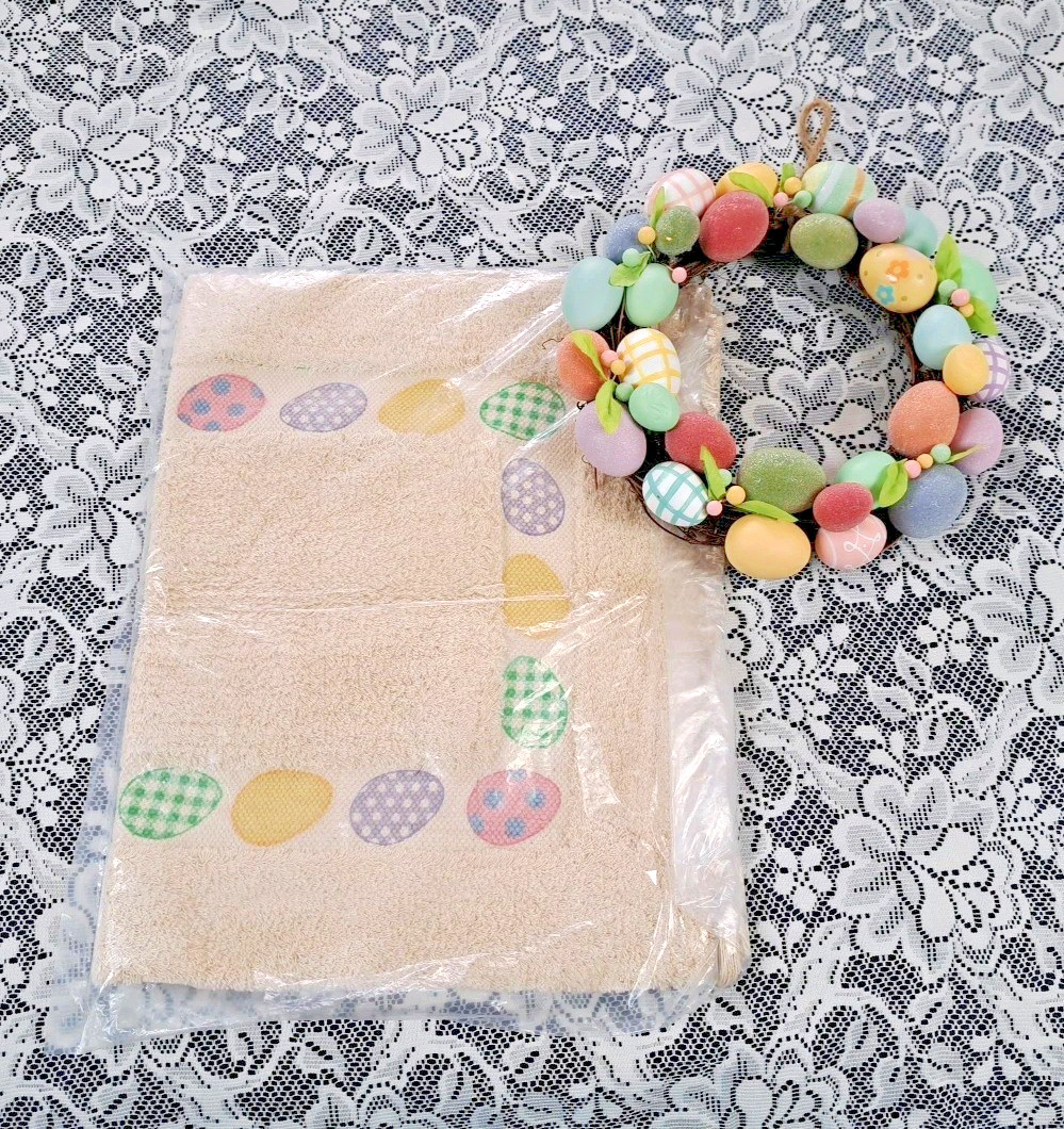 Easter Holiday Rug 30”x 20” Spring Decor Tufted Rug New / 12″ Easter Egg Wreath
