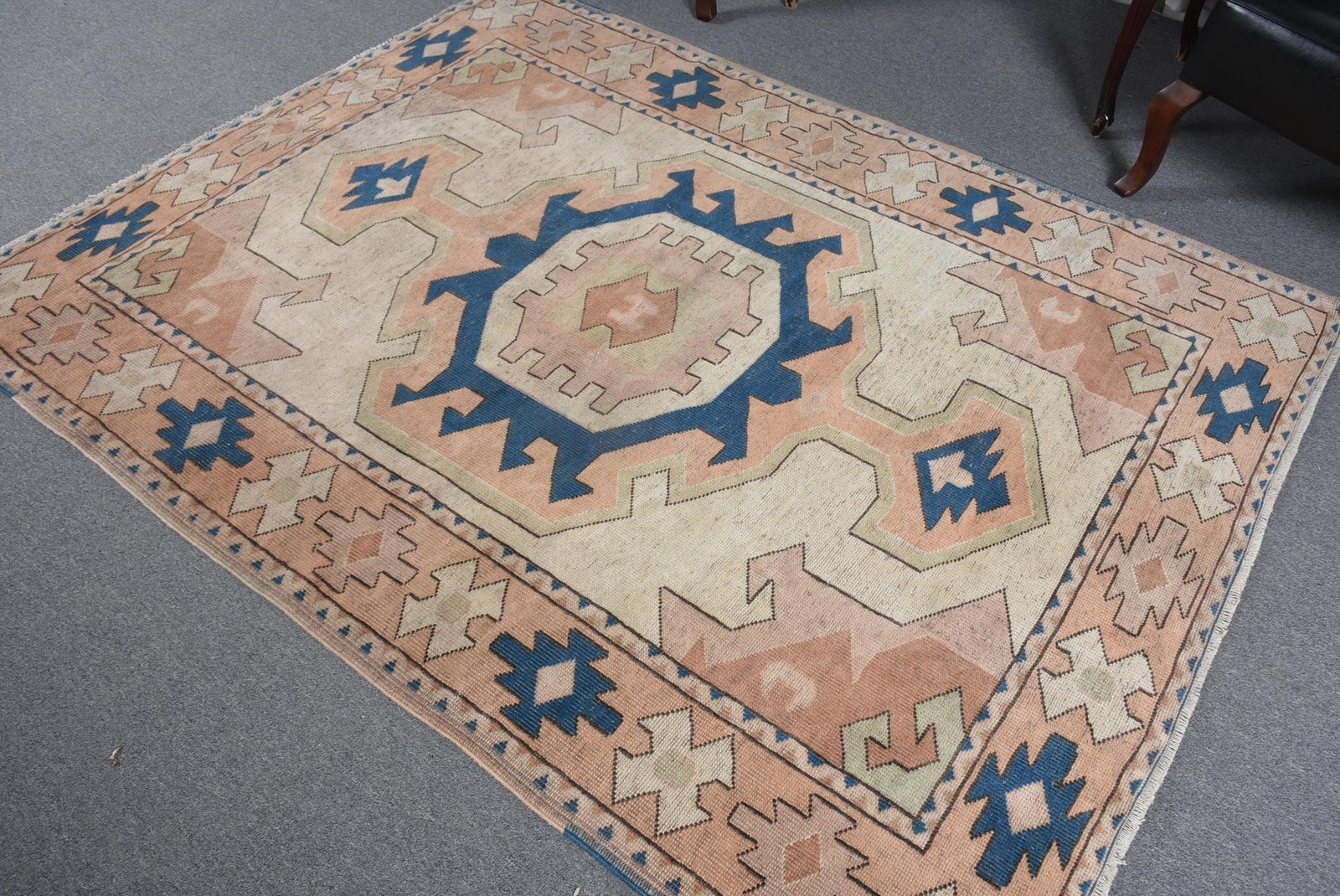Turkish Vintage Rug 5,2×6,9 ft (159×209 cm), Blue Oriental Rug