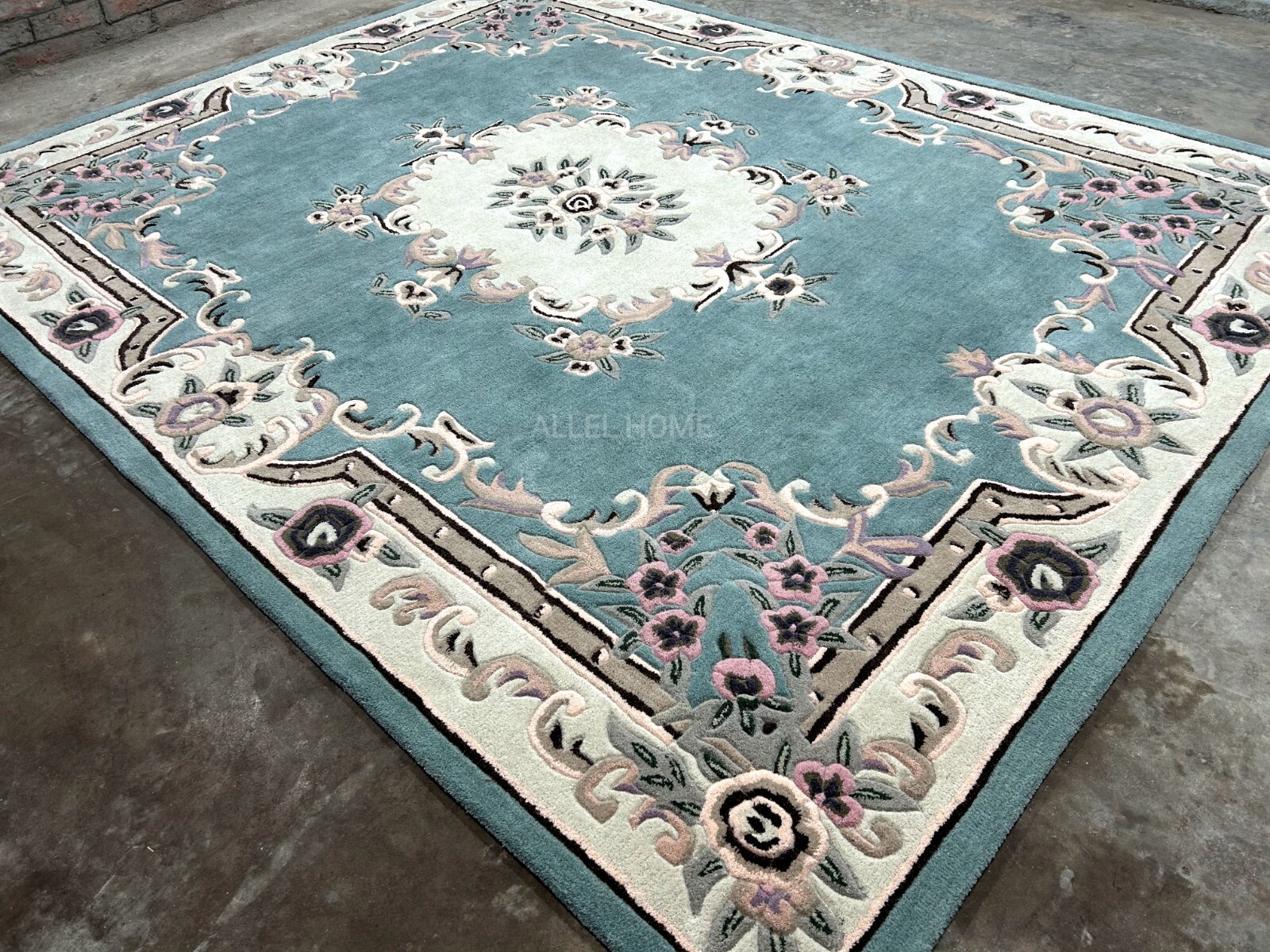 Hand Tufted Aubusson Design Rug Banded Wool Carpet area rug 8×10 9×12 6×9 5×8