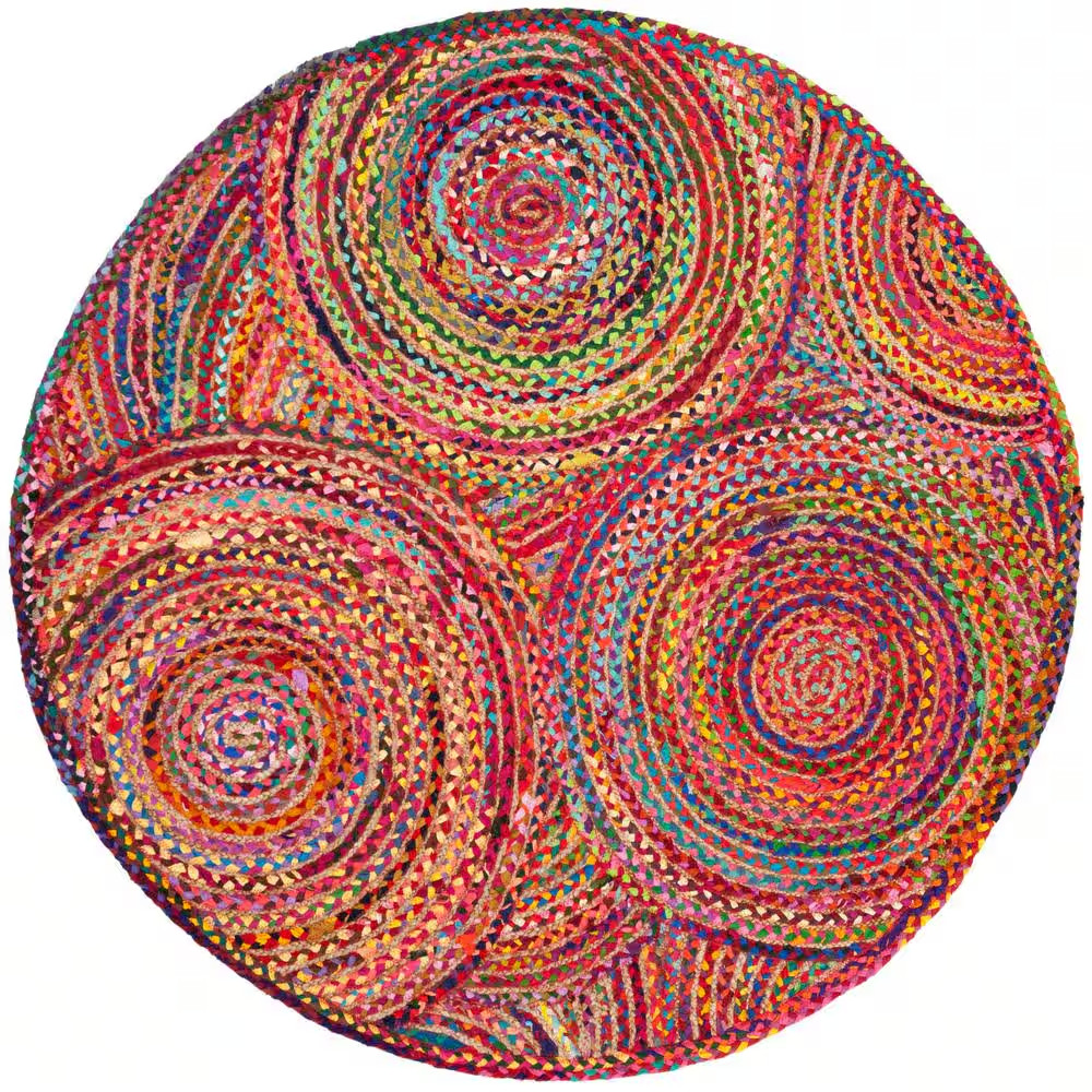 Cape Cod Red/Multi Doormat 3 Ft. X 3 Ft. round Geometric Area Rug