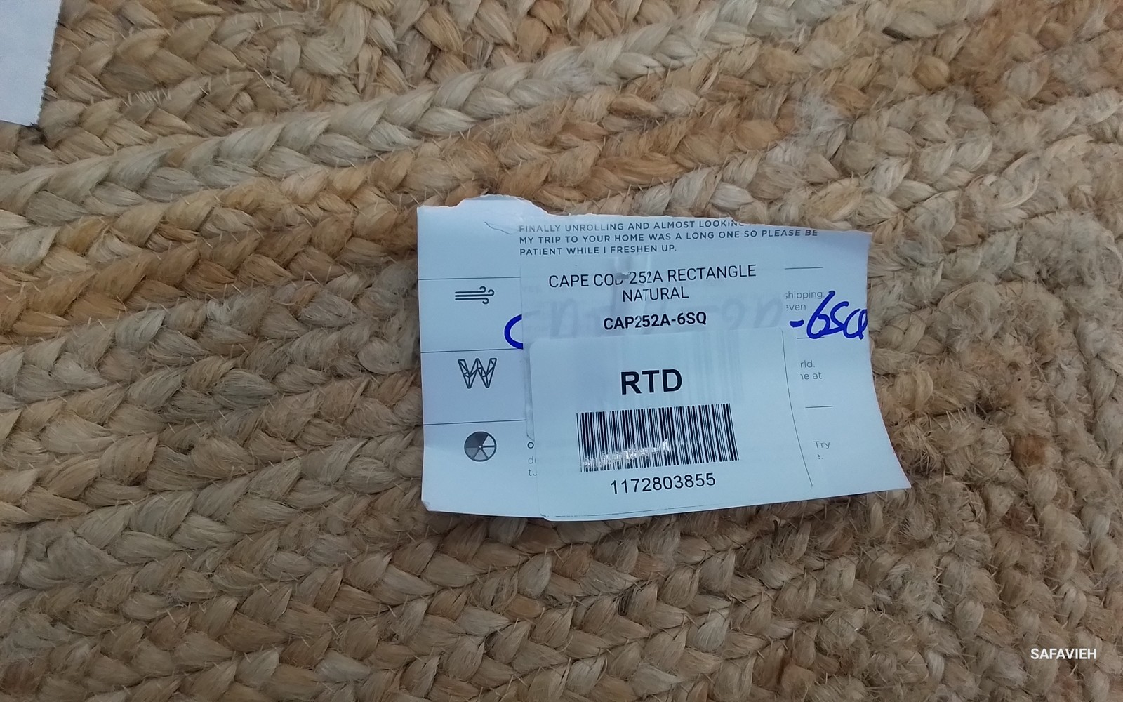 NATURAL 6′-0″ x 6′-0″ Flaw in Rug, Reduced Price 1172803855 CAP252A-6SQ