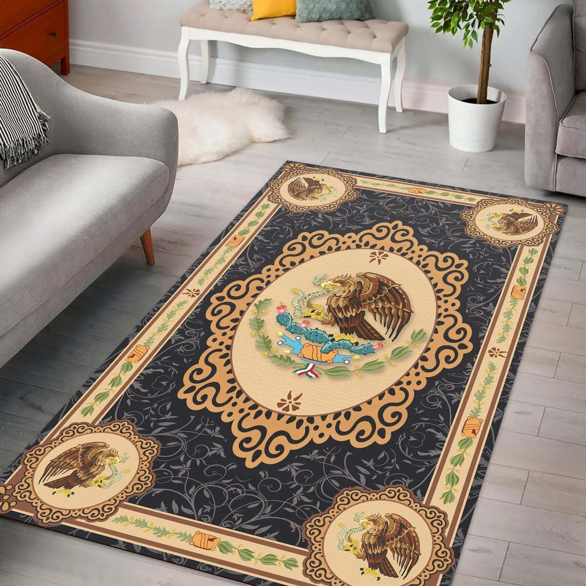 Mexico Coat of Arms Rug Personalized Regtange Rug Carpet