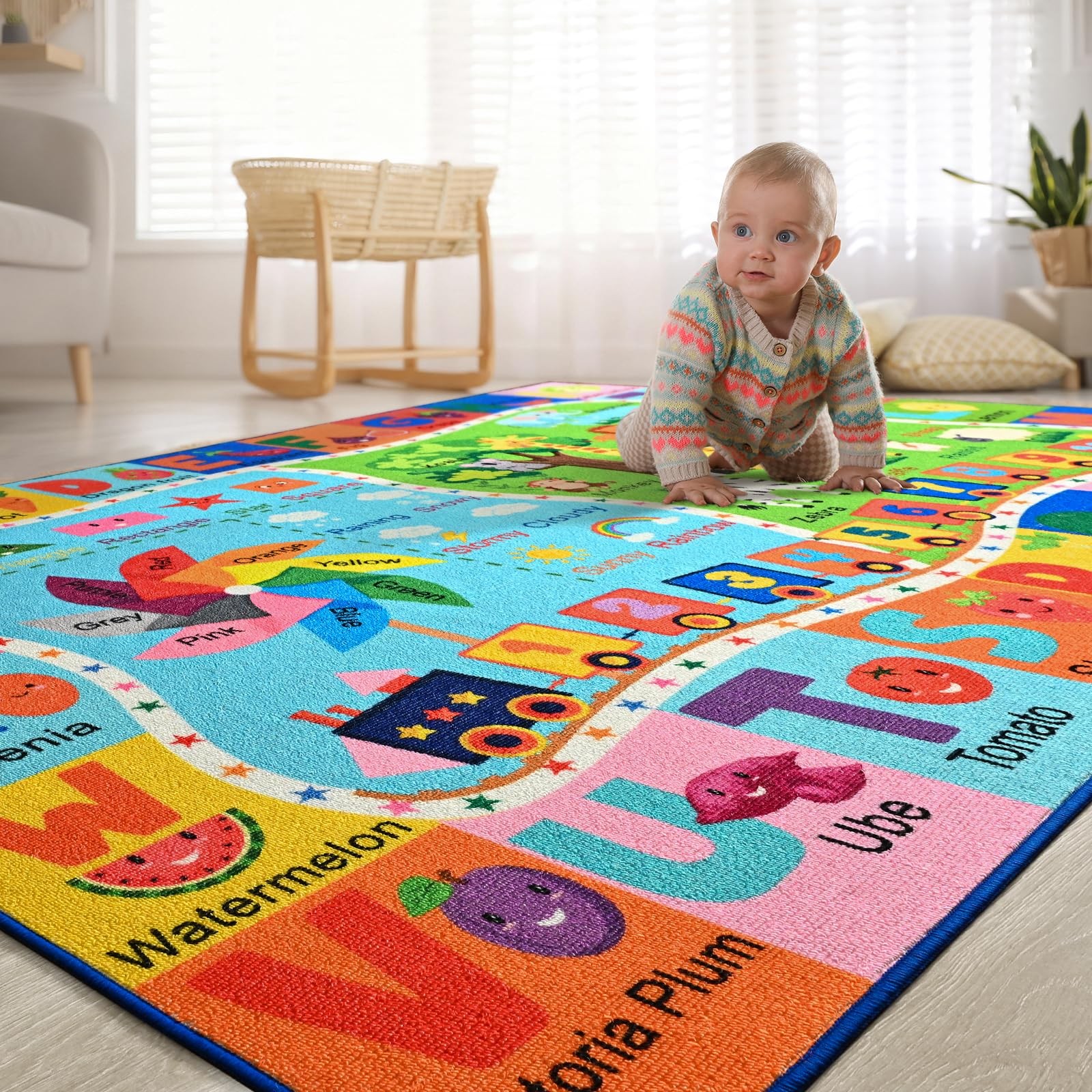 Kids Rug for Playroom, 3×5 ABC Educational Carpet for Classroom, Fun Alphabet