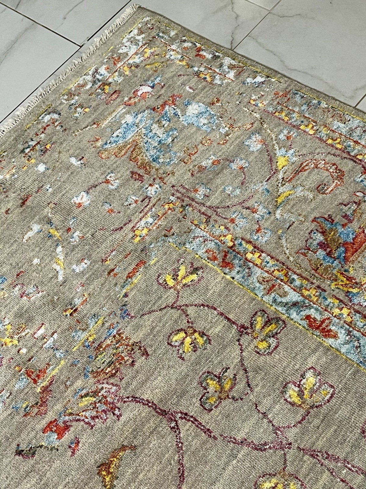 PASARGAD Transitional Abstract Floral Hand-Knotted Silk 9×12 Rug MSRP $11,132