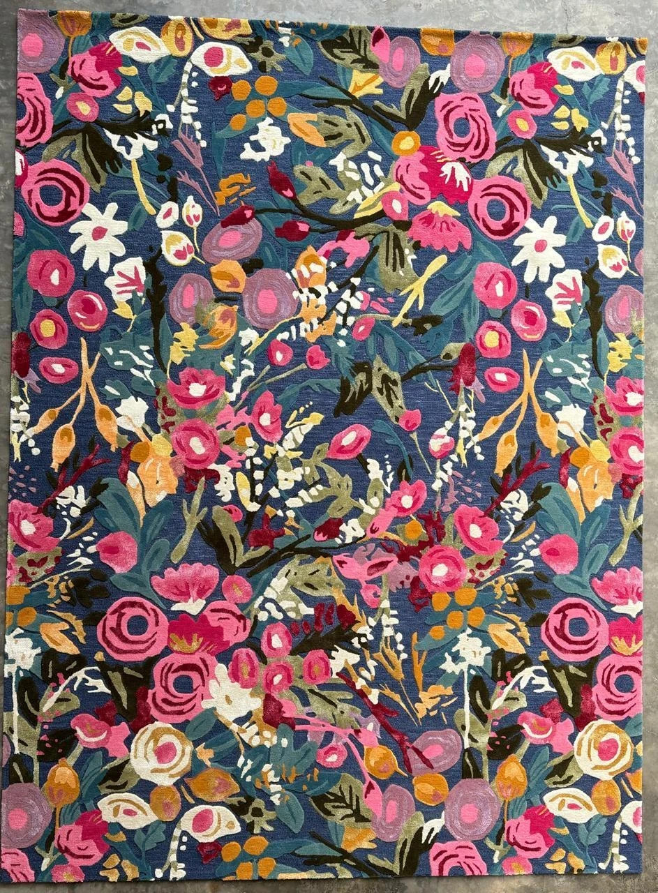 Wildfloral Modern Hand-Tufted 100% Wool Area Rug Carpet Elegant Hand Tufted Area