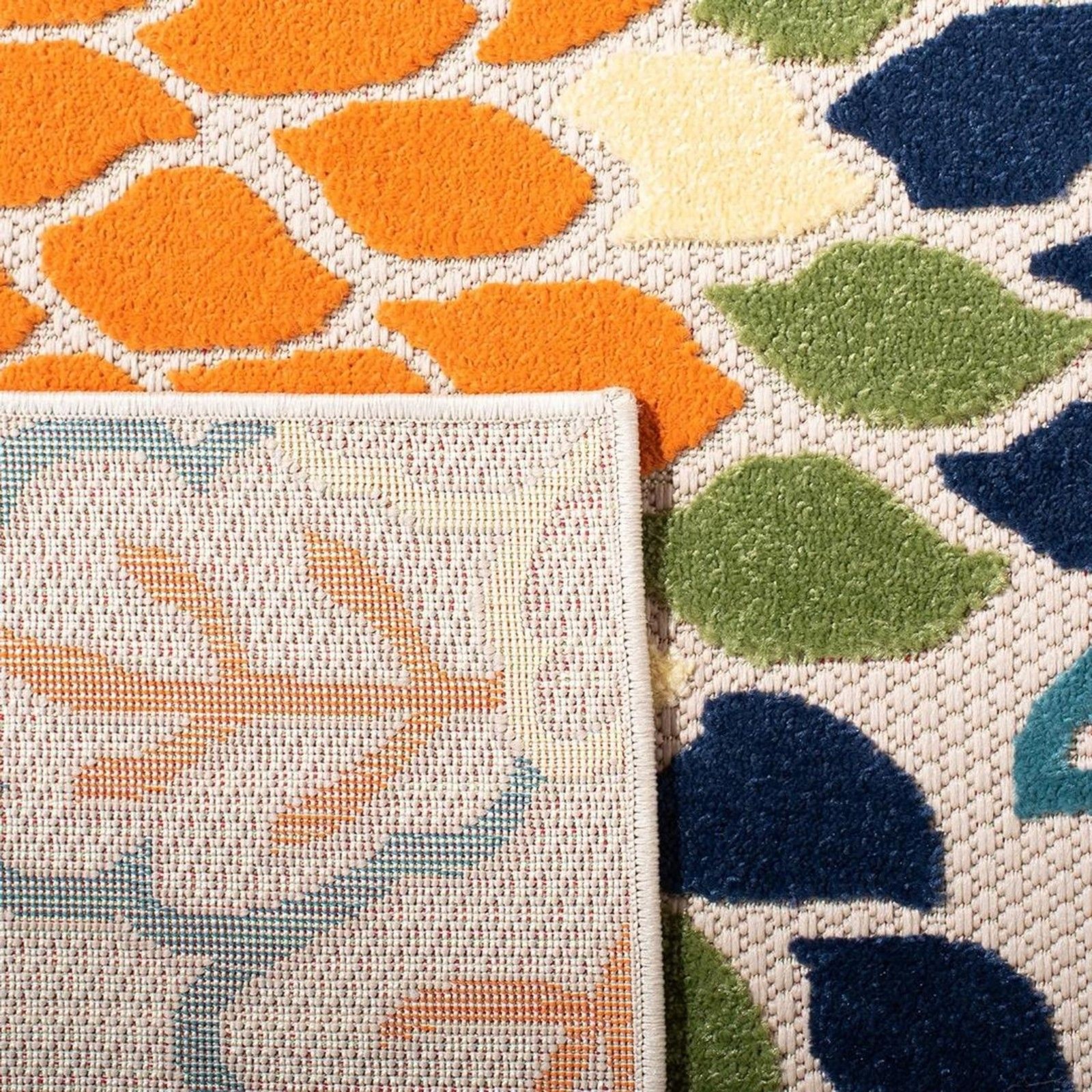 Brand New SAFAVIEH Cabana Collection Ivory/Orange Washable Outdoor Rug 2′2″ × 5′