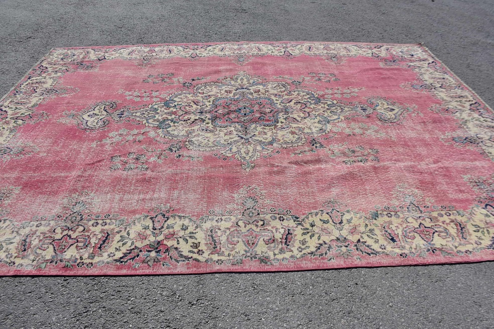 Turkish Vintage Oversize Rug 8,8×12,1 ft (268×370 cm), Red Floral Rug Rug