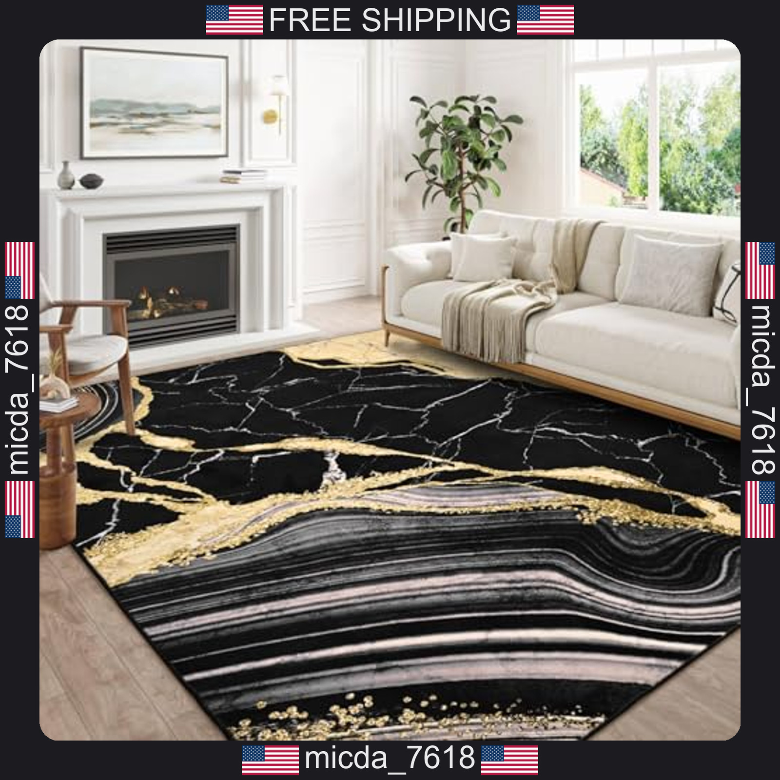 1.5×2.5 Faux Wool Marble Area Rug for Living Room Bedroom