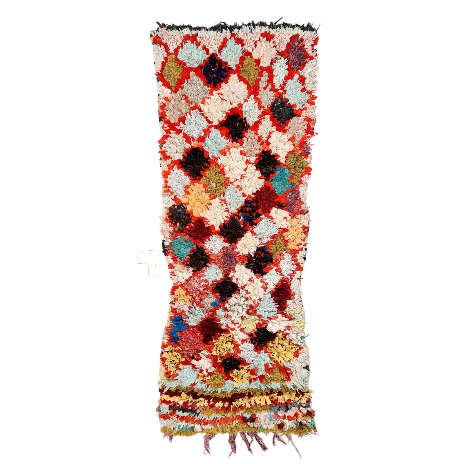 Moroccan Handmade Vintage Rug 2’2×6’2 Geometric Berber Red Cotton Tribal Carpet