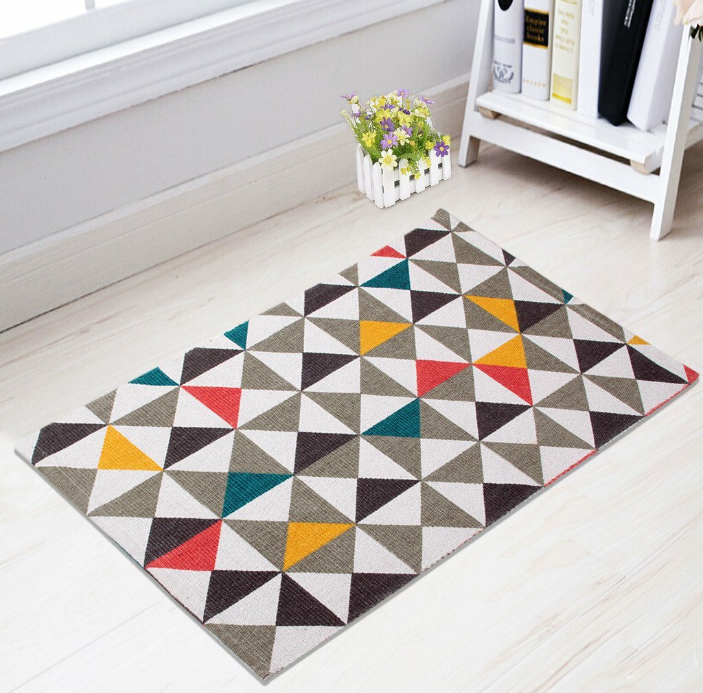 Cotton Printed Rug Set of 2 Grey 45 x 70 & 50 x 80 Cms