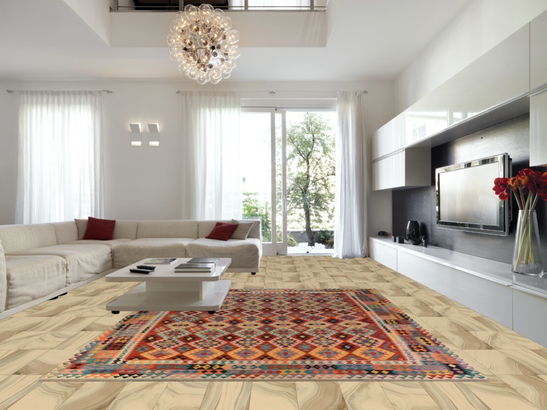 Geometric Kilim Rugs Rectangle Flatweave Pile Wool Kelim Carpets 10×13 ft