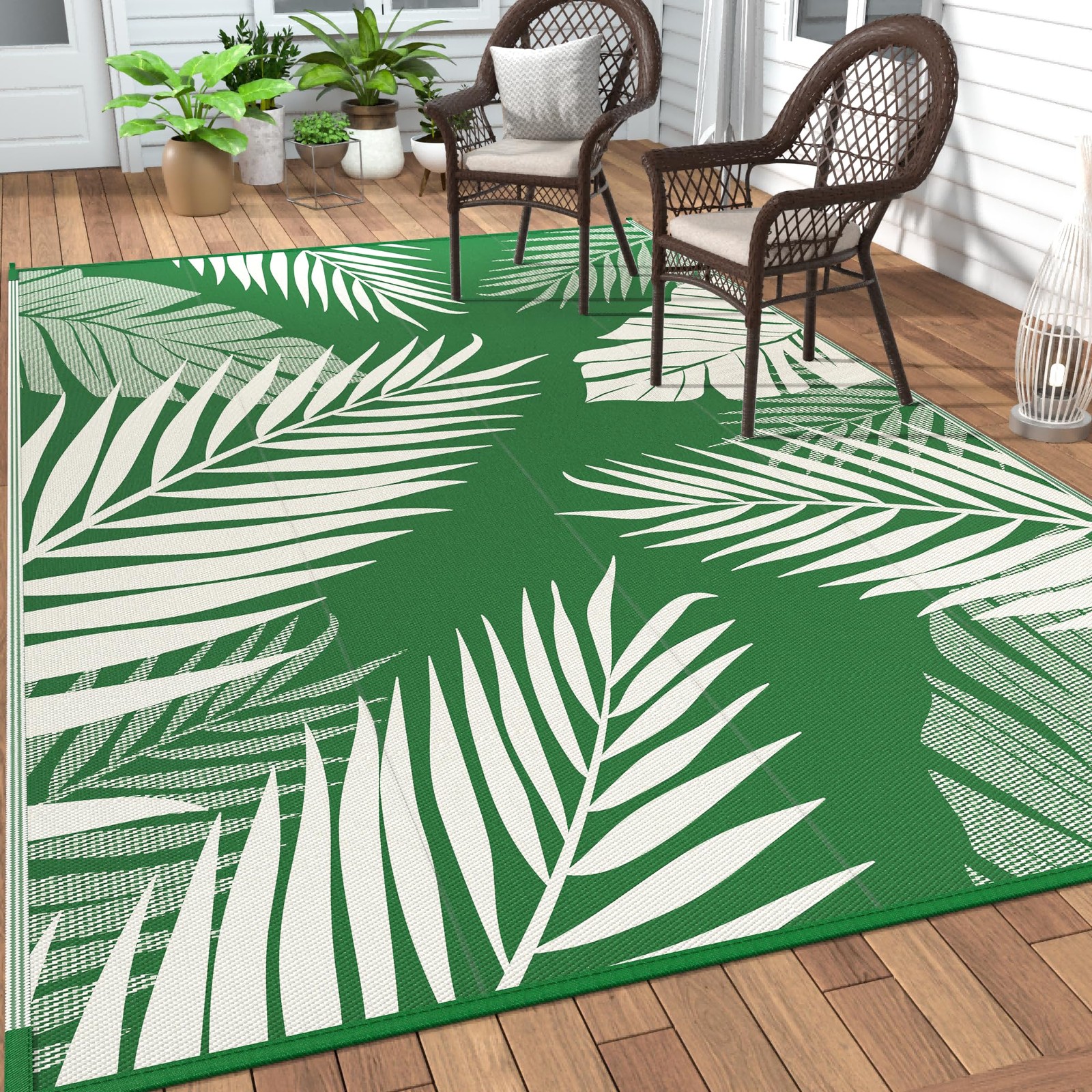 GENIMO Outdoor Rug 10′ x 14′ Waterproof for Patios Clearance, Reversible Outd…