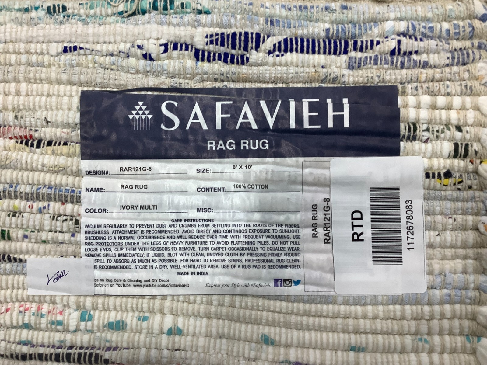 IVORY / MULTI 8′-0″ x 10′-0″ Flaw in Rug, Reduced Price 1172678083 RAR121G-8