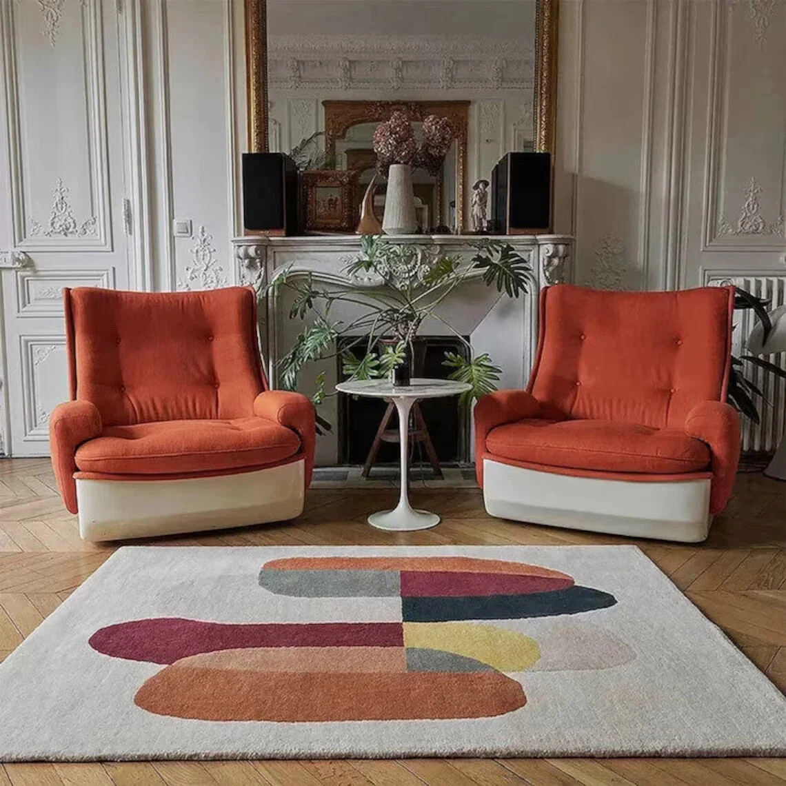 Hand Tufted Wool Area Rug Geometric Abstract Design Premium Quality Handmade Rug