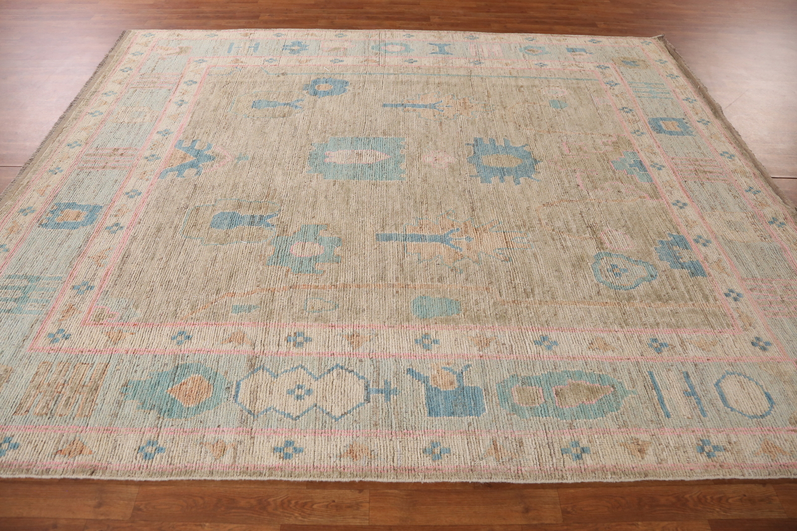Earth-tone Color Vegetable Dye Traditional Oushak Turkish Rug Handmade 8×10 ft