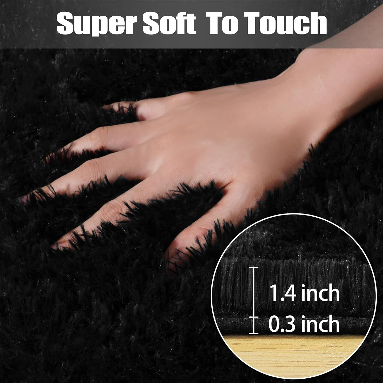 Soft Black Shag Rug 9×12 – Plush Area Carpet for Living Room & Bedroom Decor