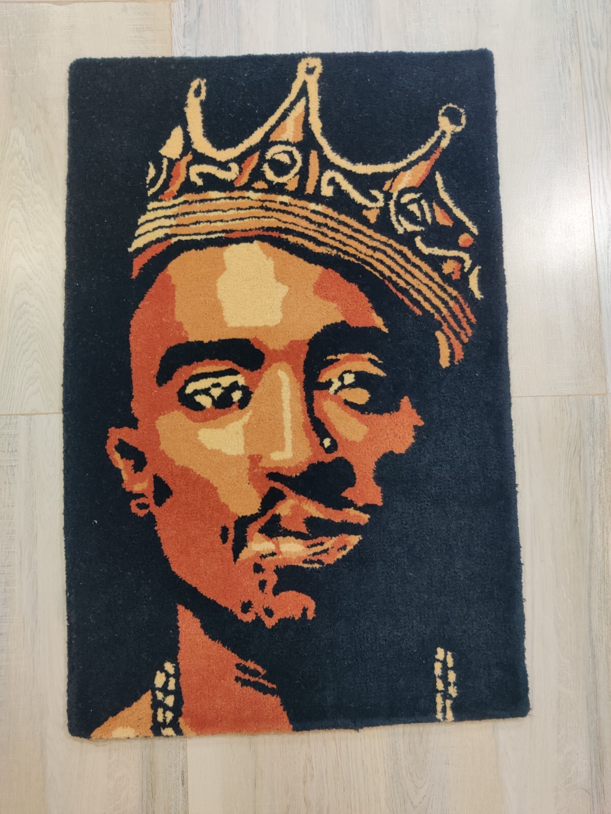 Handmade Tufted Rug for Kids Teens 100% Wool Tupac Shakur 2Pac 2 x 3 ft