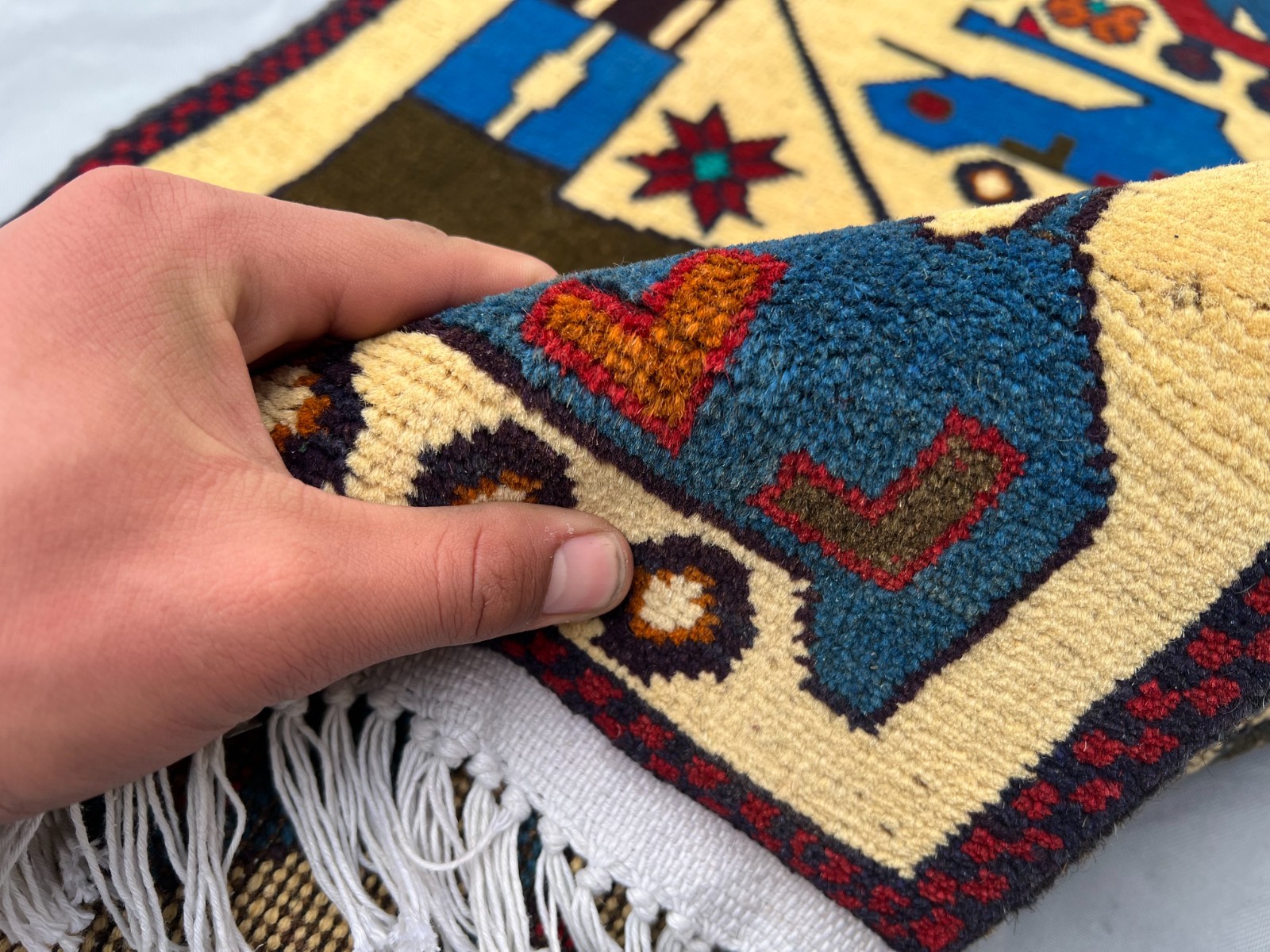 2 x 2’8 Ft Afghan War Rug- Kalashnikov, Helicopter And Tank Pictorial Tribal Rug