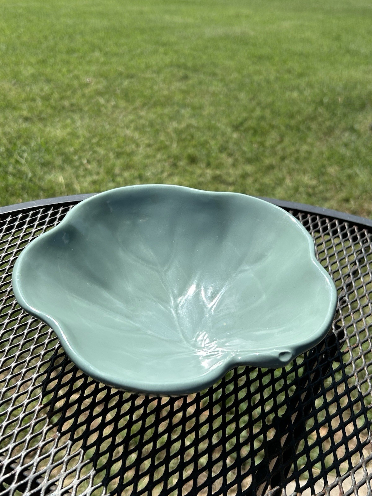Sage Green Leaf Dish Organic Modern Cottagecore Majolica Botanical Naturalism