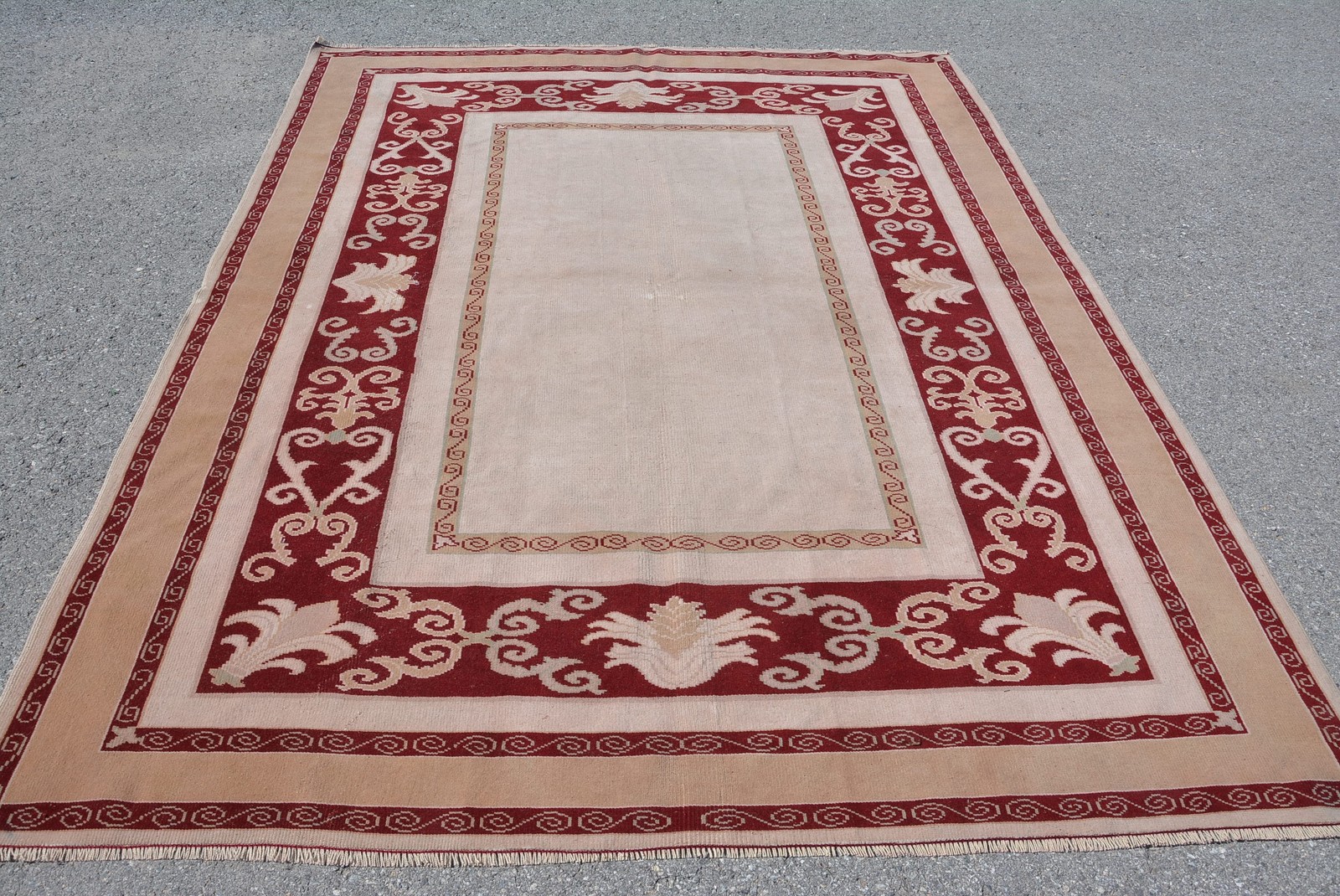 6,6×8,6 ft Rug, Turkish Vintage Large Rug, Red Wool Rug