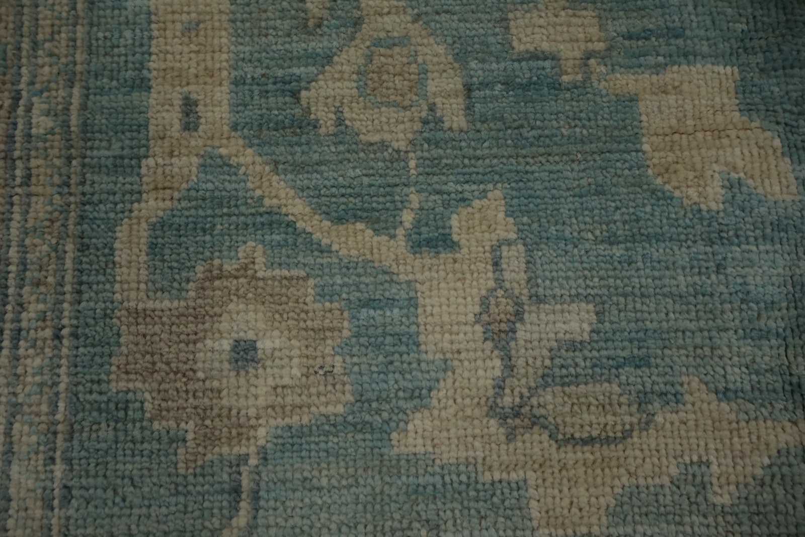 Elegant Oushak Handmade Area Rug 10×13 with Ornate Floral in Soft Blue Hues Rug