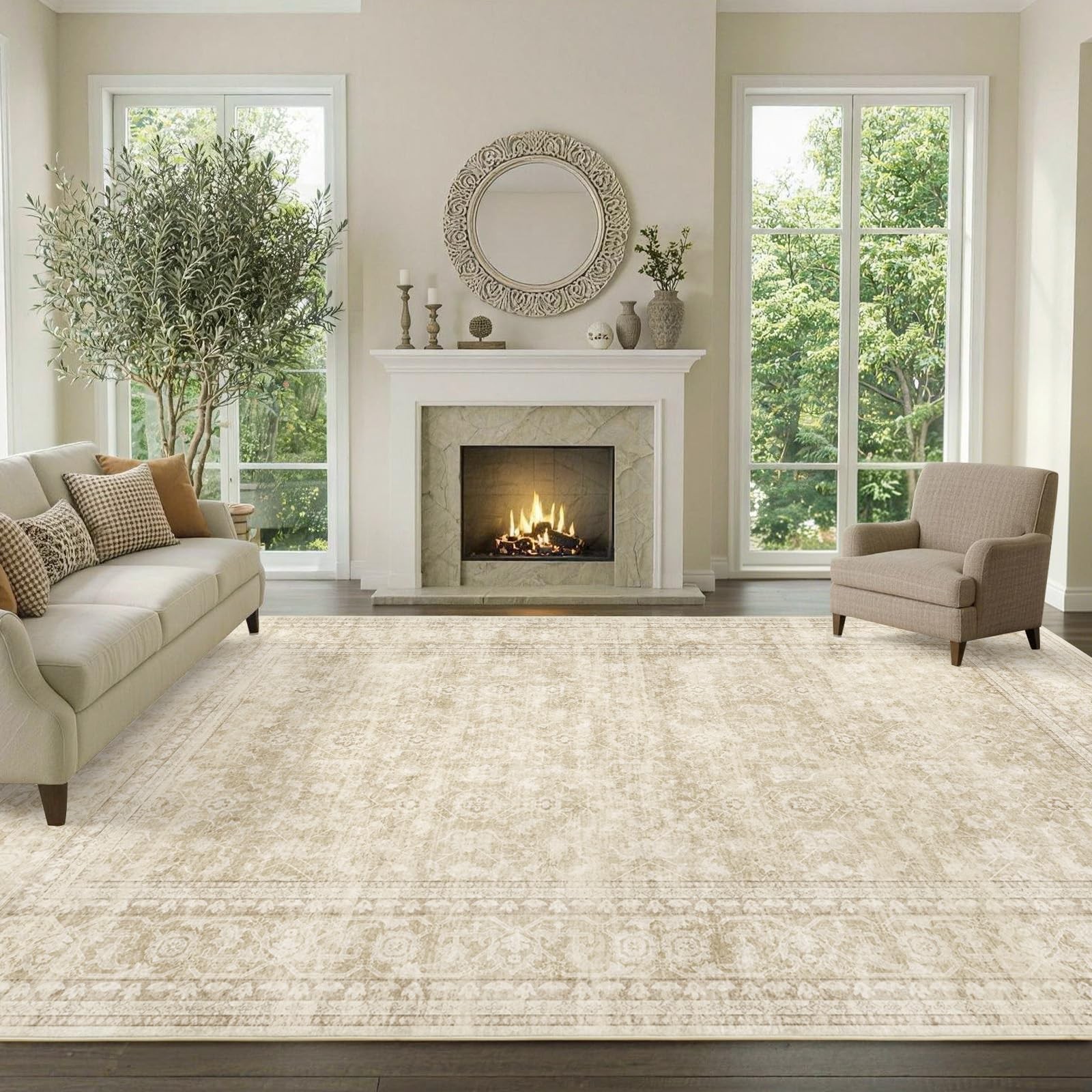 LòutiRoot Home Rug Beige 6’x9′ Washable