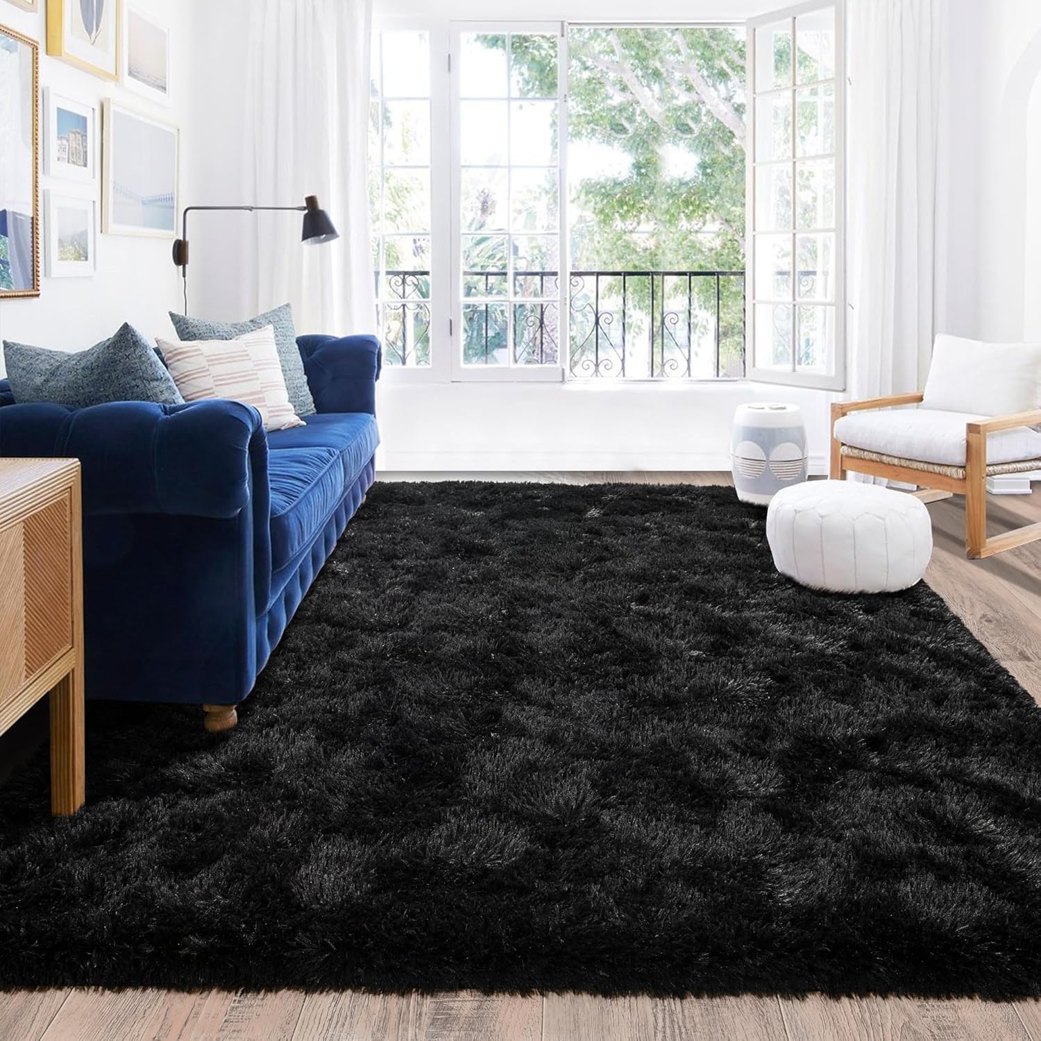 Black Rug for Bedroom Living Room, Area Rugs 4×6 Fluffy 4 x 6 Feet,